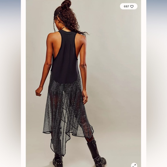 Free People Another Galaxy Racer Back Tee Maxi Top L - Picture 2 of 7